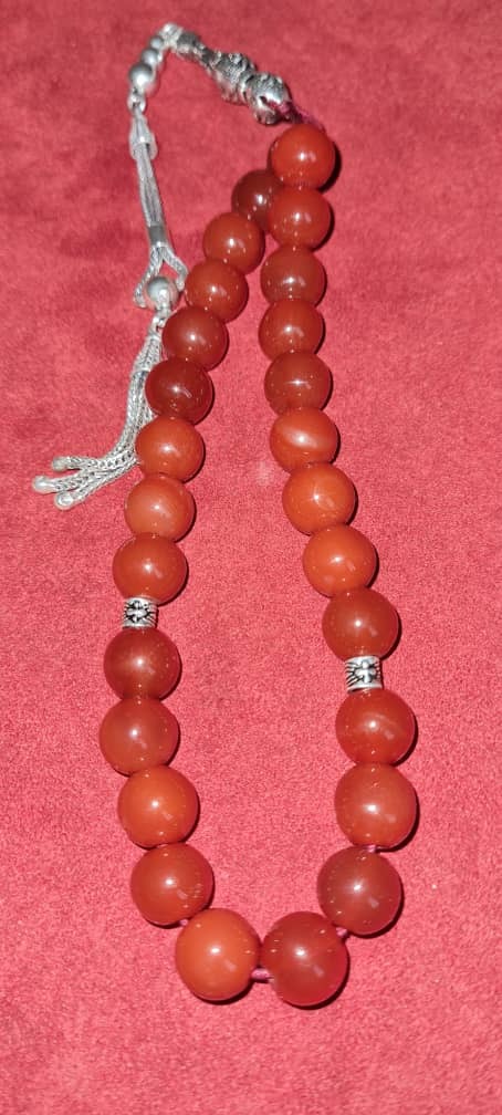 تسبیح عقیق و نقره درجه 1