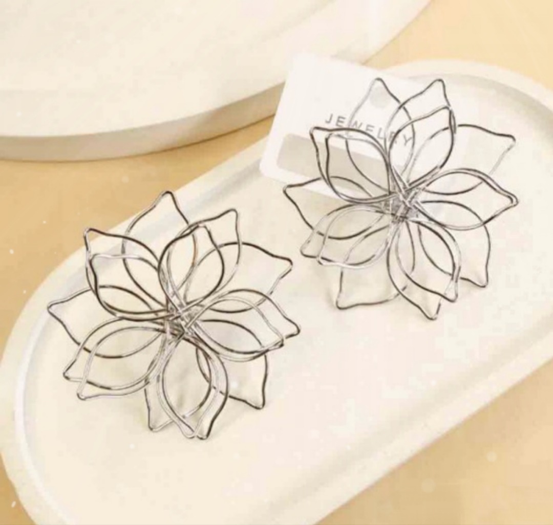 گوشواره میخی طرح زارا رنگ نقره ای