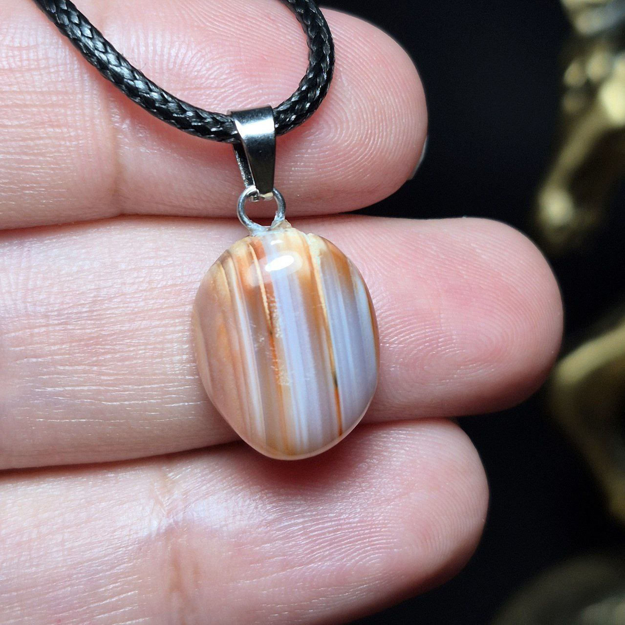 آویز گردنبند سنگ عقیق سلیمانی معدنی کد Z7117