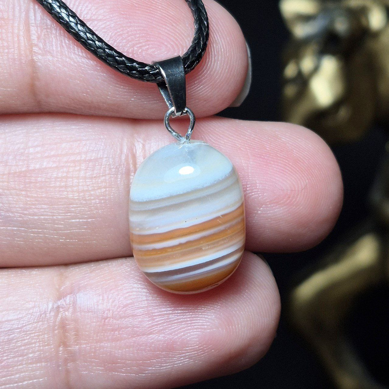 آویز گردنبند سنگ عقیق  سلیمانی  معدنی کد Z7118