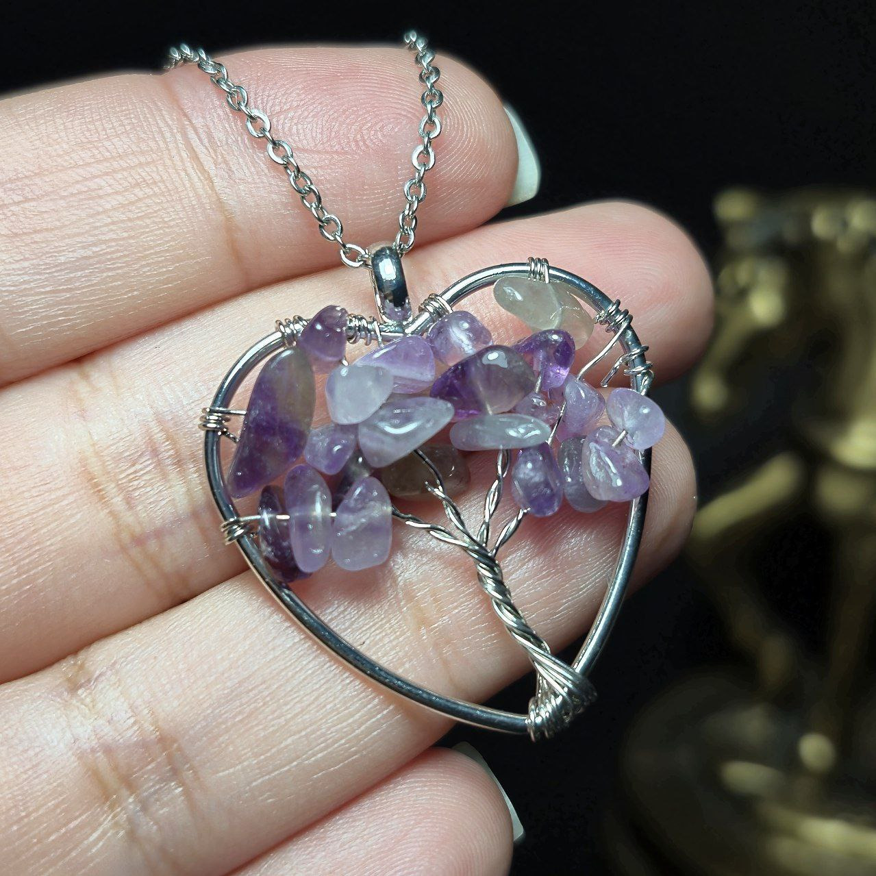 آویز گردنبند سنگ آمیتیست معدنی کد Z7130