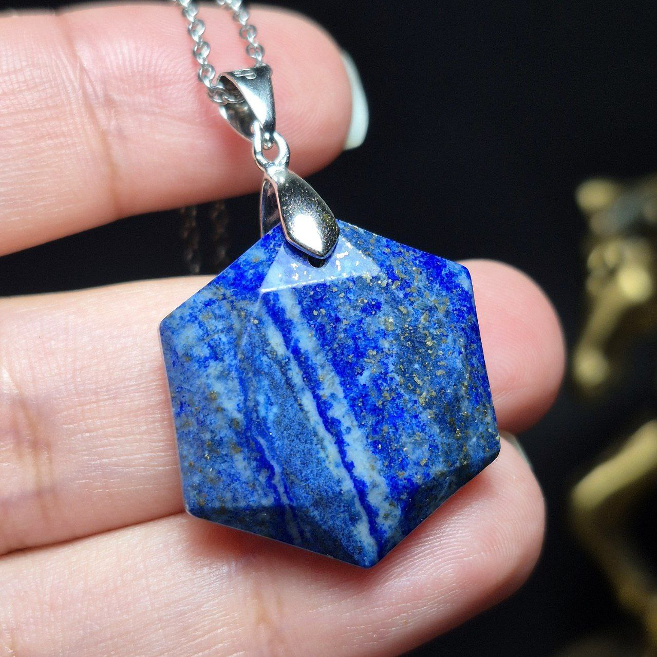 آویز گردنبند سنگ لاجورد معدنی کد Z7133