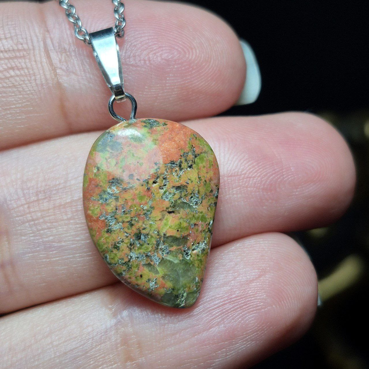 آویز گردنبند سنگ اوناکیت معدنی کد Z7135