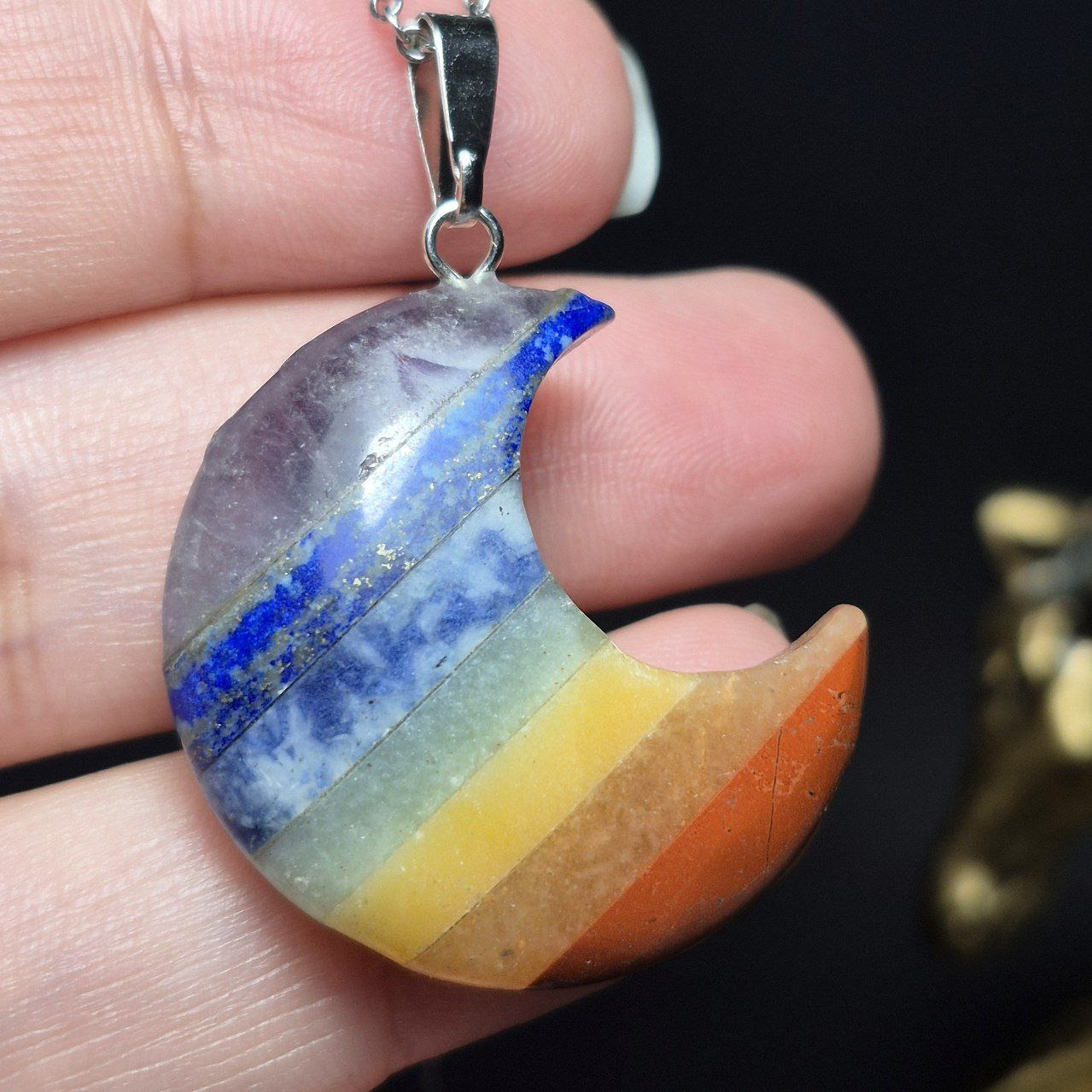 آویز گردنبند سنگ های هفت مراکز بدن معدنی کد Z7145