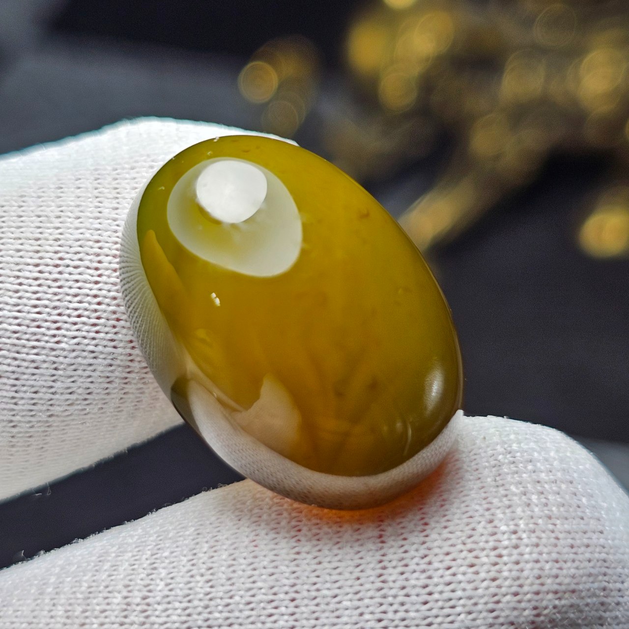  نگین سنگ عقیق زیتونی معدنی کد36036