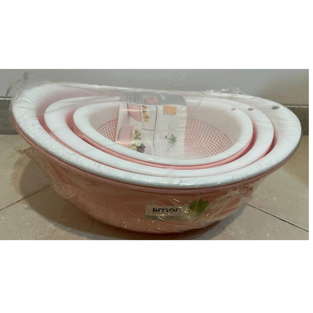 ست 6 پارچه آبکش و لگن لیمون