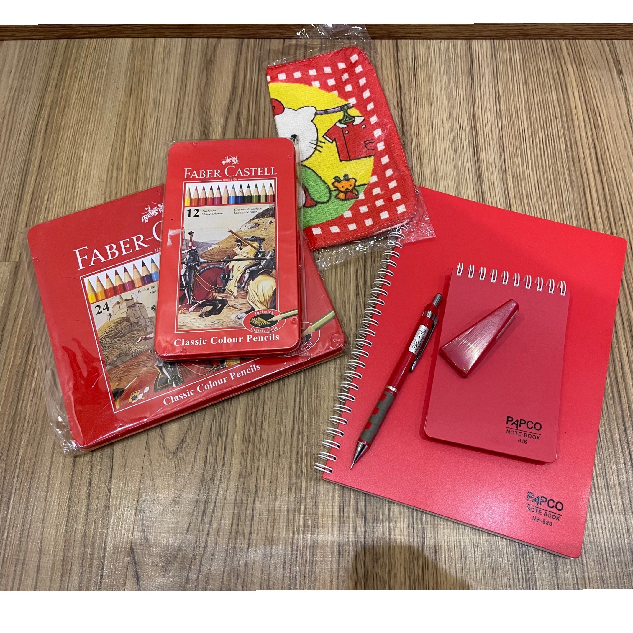 پک لوازم تحریر فابرکاستل وپاپکو قرمز
