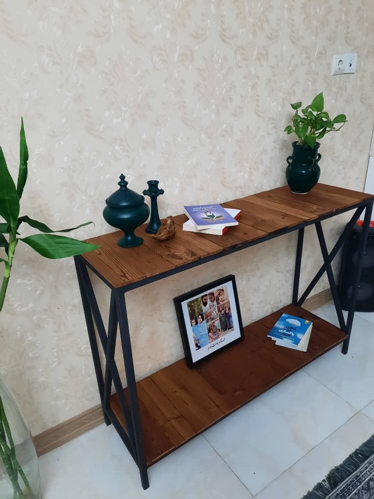 کنسول فلز و چوب طرح ضربدری