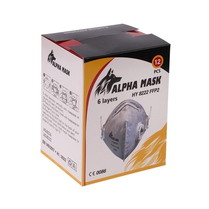 ماسک تنفسی آلفا مدل N95 فیلتر دار بسته 12 عددی