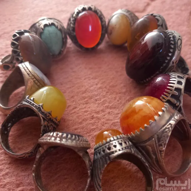 12 انگشتر با سنگ عقیق اصل