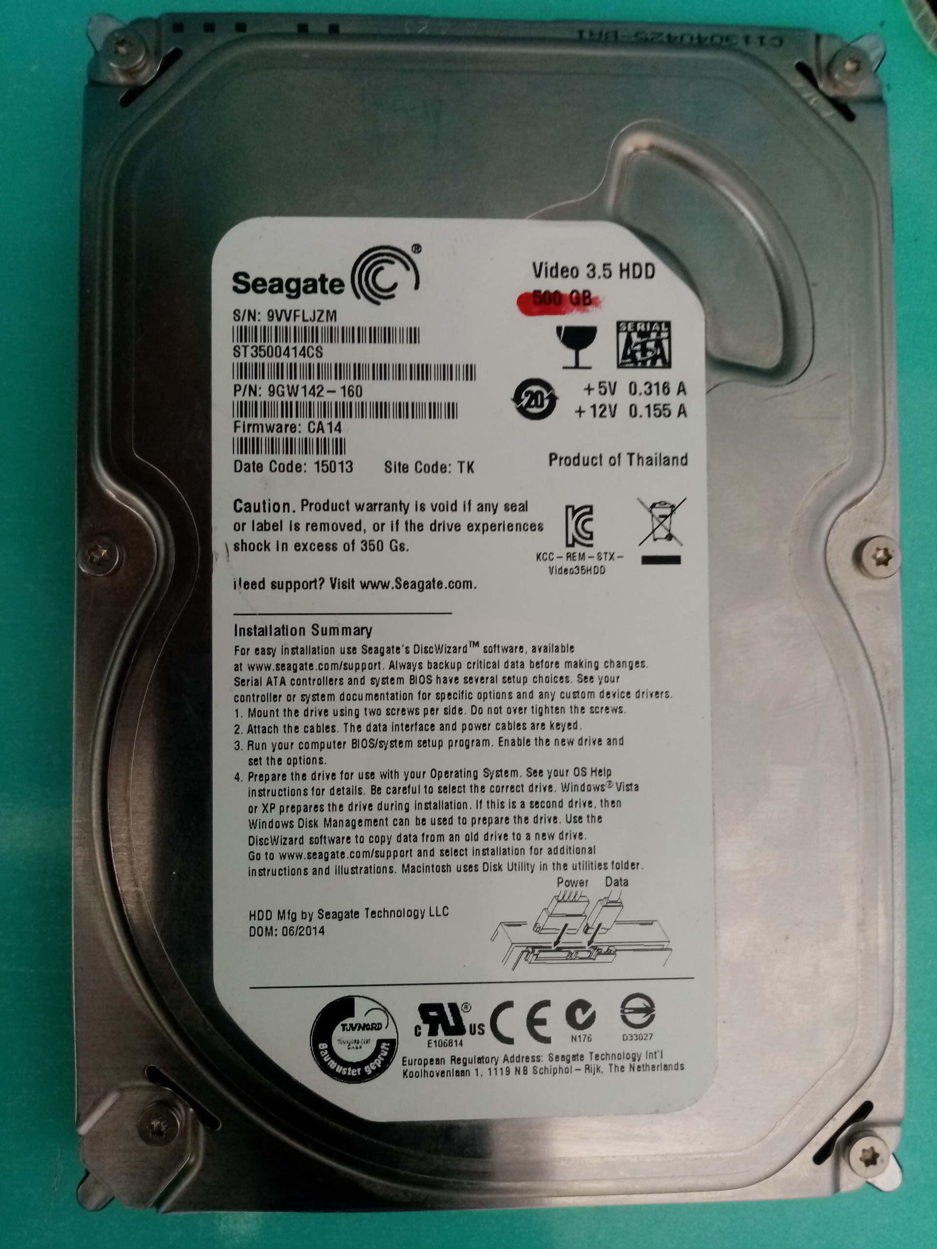 هارد 500GB  سلامت 100درصد