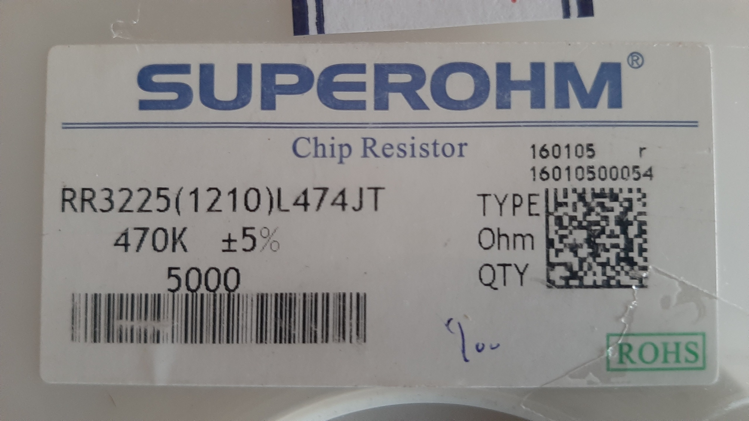 مقاومت SMD (470 کیلواهم 1210 ) 5% رول 900 عددی