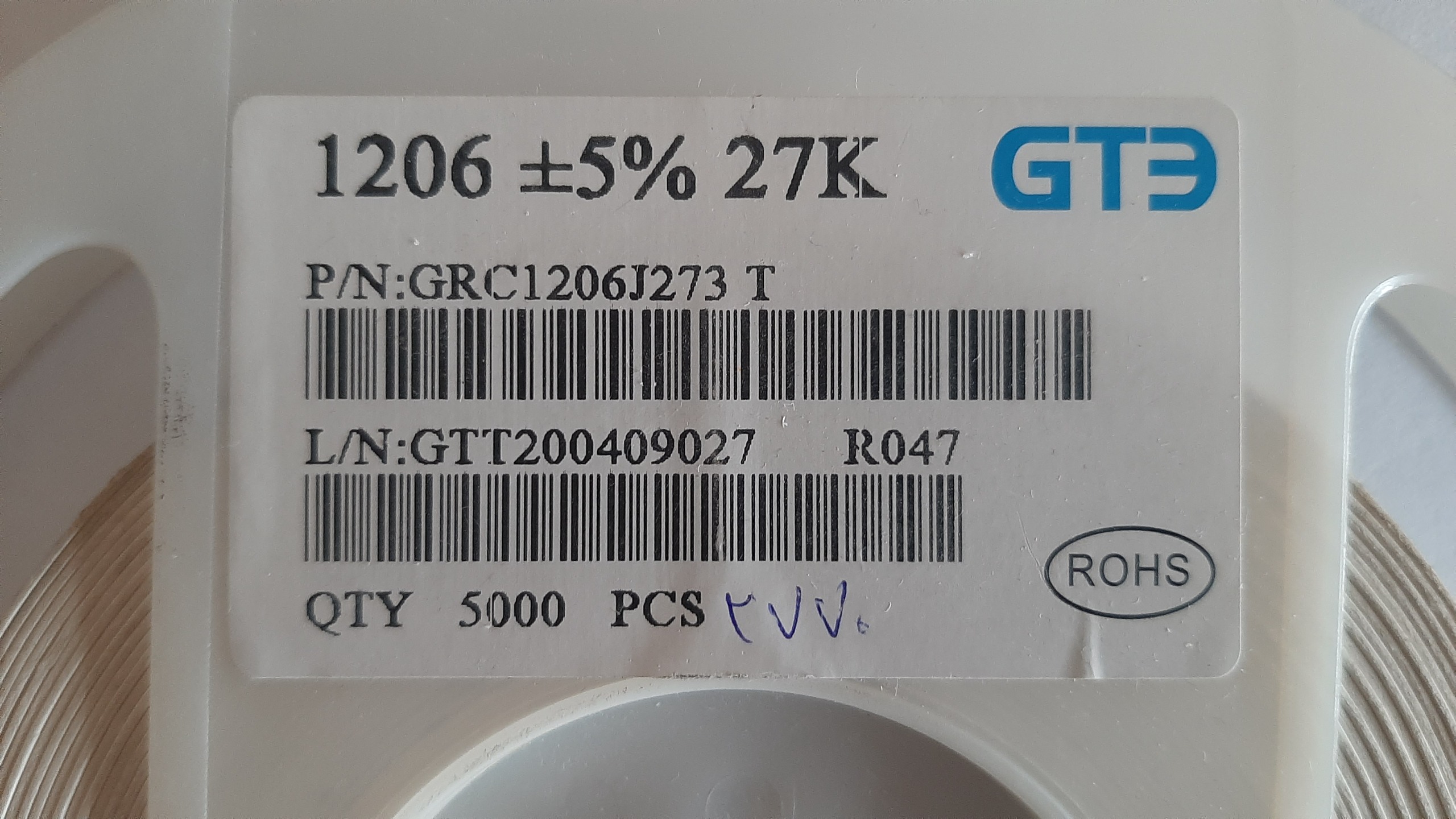مقاومت SMD (27 کیلو اهم 1206 ) 5% رول 2770 عددی