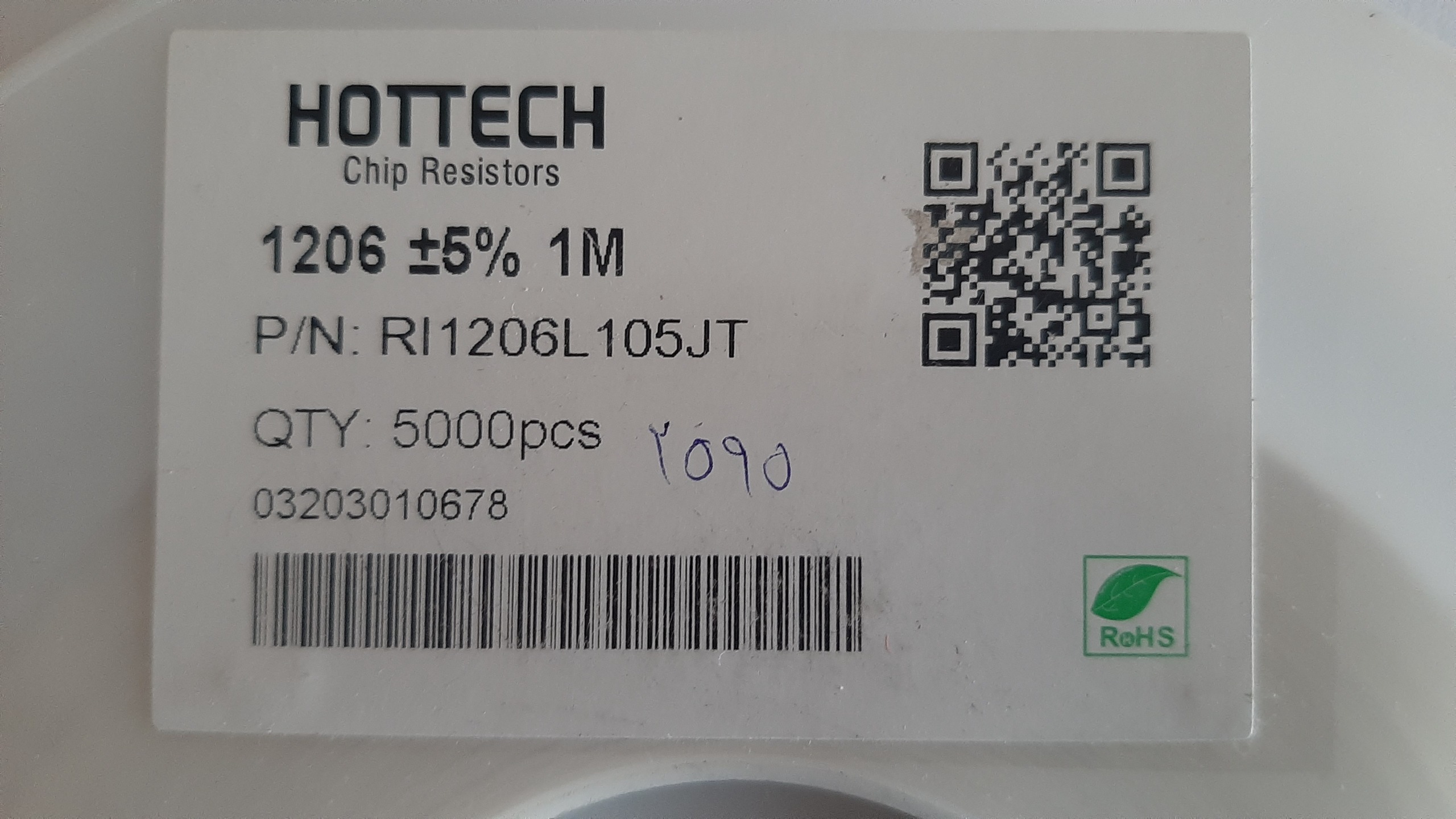 مقاومت SMD (1 مگا اهم 1206 ) 5% رول 2595 عددی