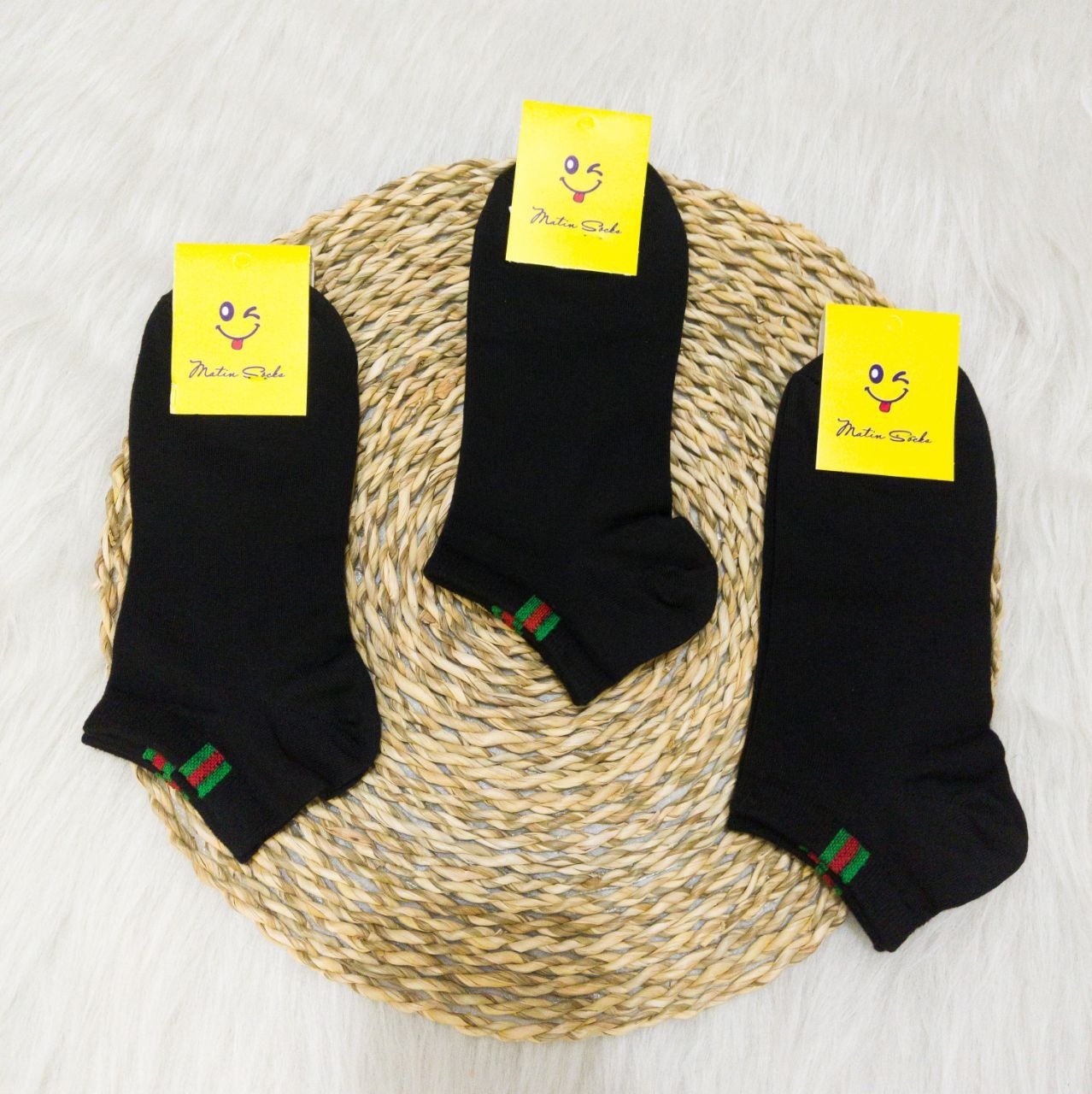 جوراب مچی مردانه اعلا طرح پرچم مشکی یک جین(12 جفت)