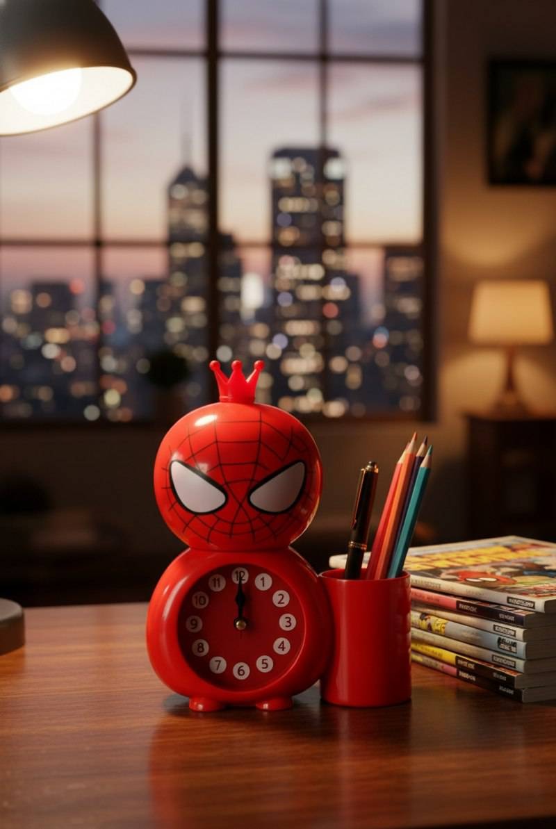 ساعت و جاقلمی رومیزی مرد عنکبوتی