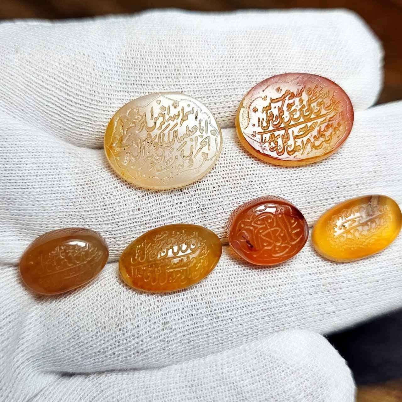 پک 6 عددی سنگ عقیق معدنی یمن خط دست کد G81184