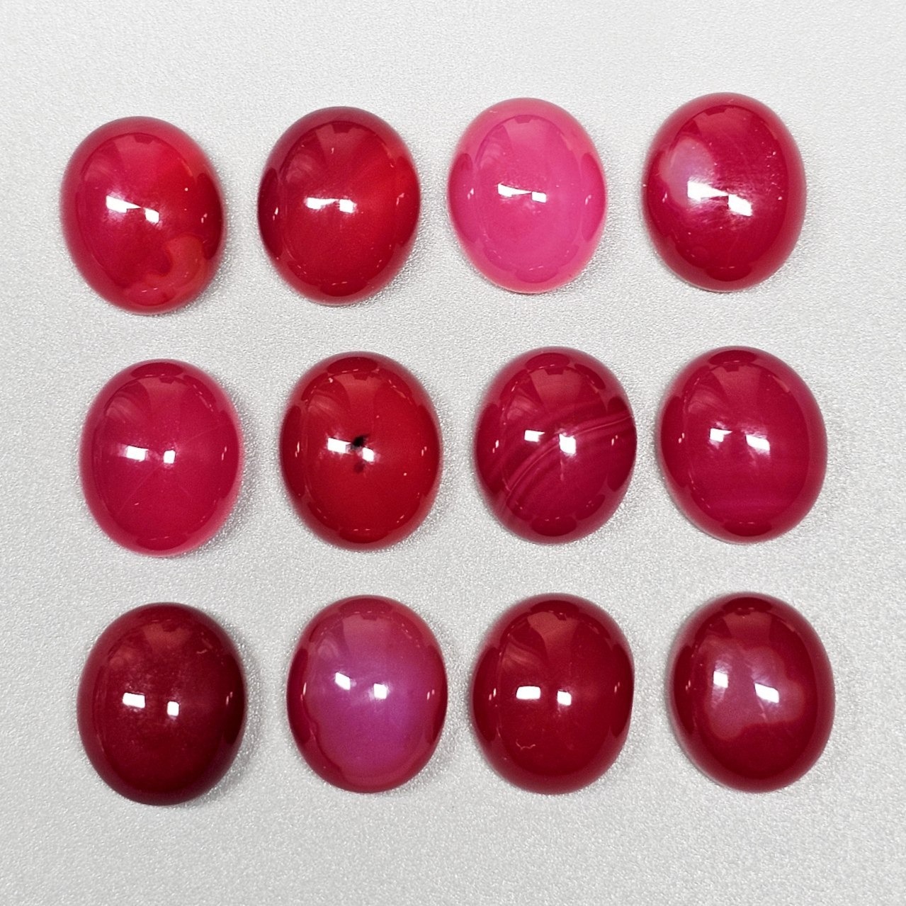  پک 12 عددی نگین های عقیق صورتی معدنی کد G81218