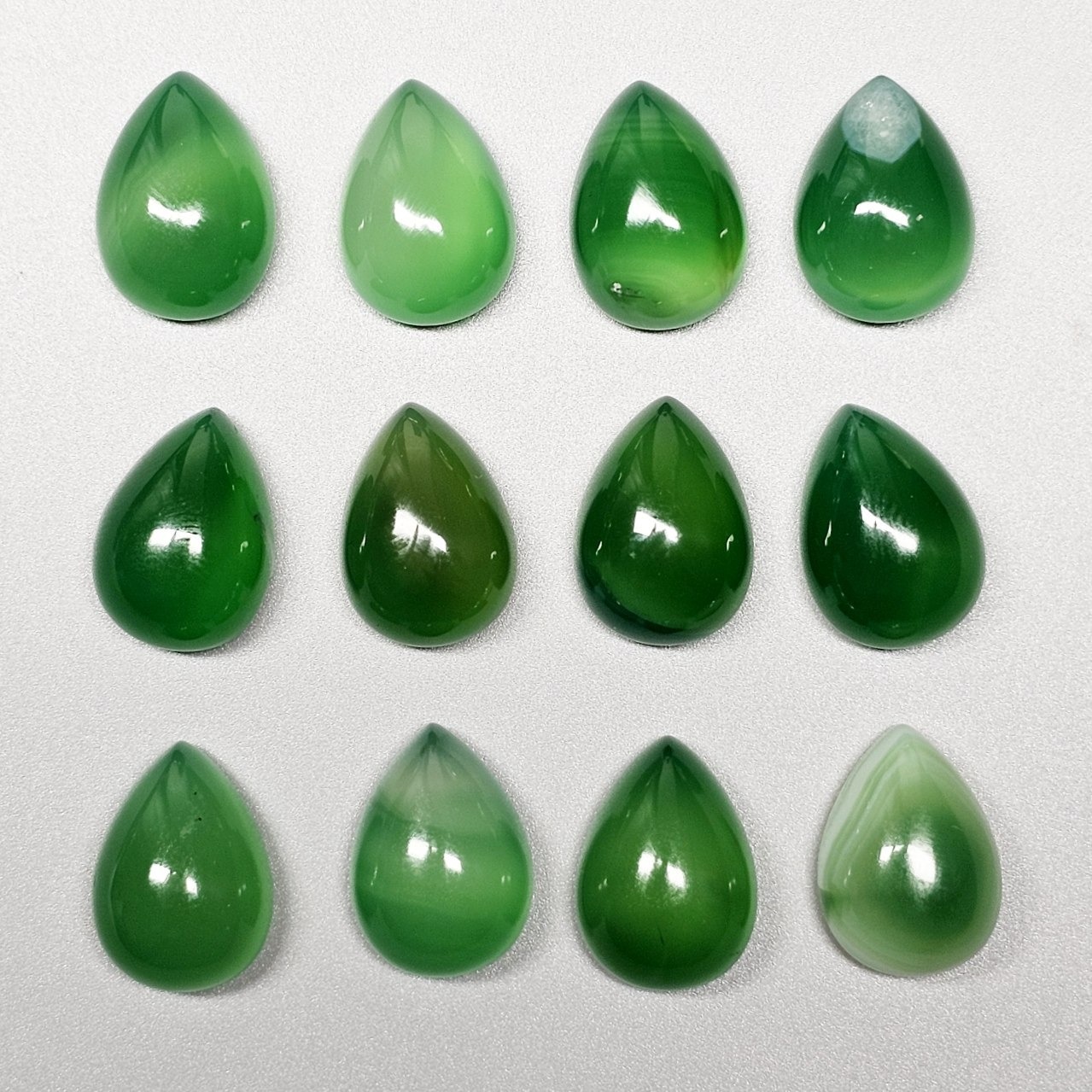  پک 12 عددی نگین عقیق سبز معدنی کد G81229