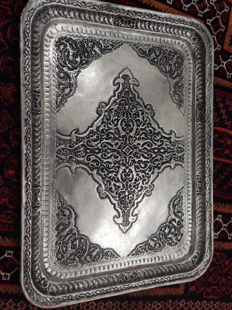 سینی قدیمی مسی قلم