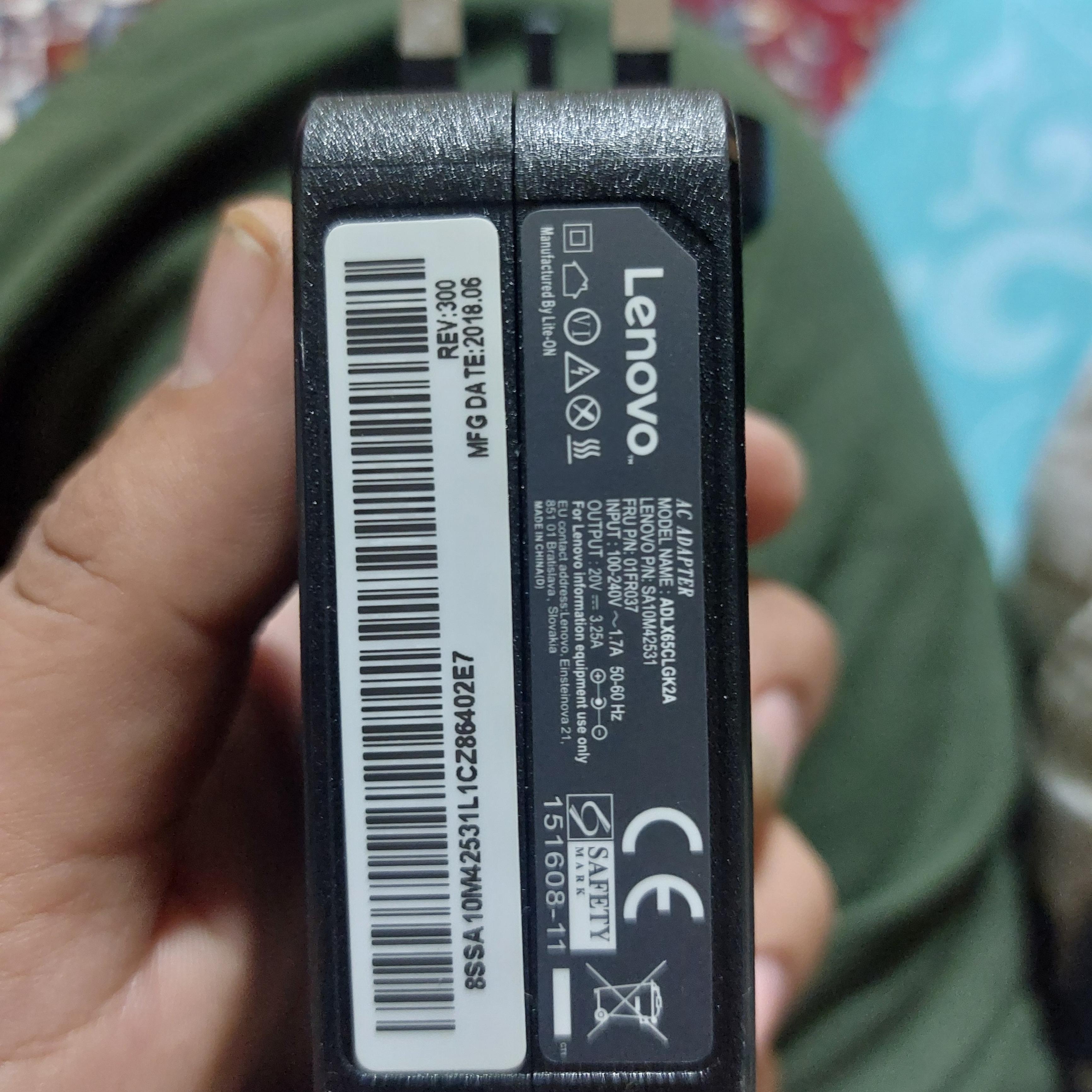 شارژر لپ تاپ لنوو اصلی 20V 3.25A