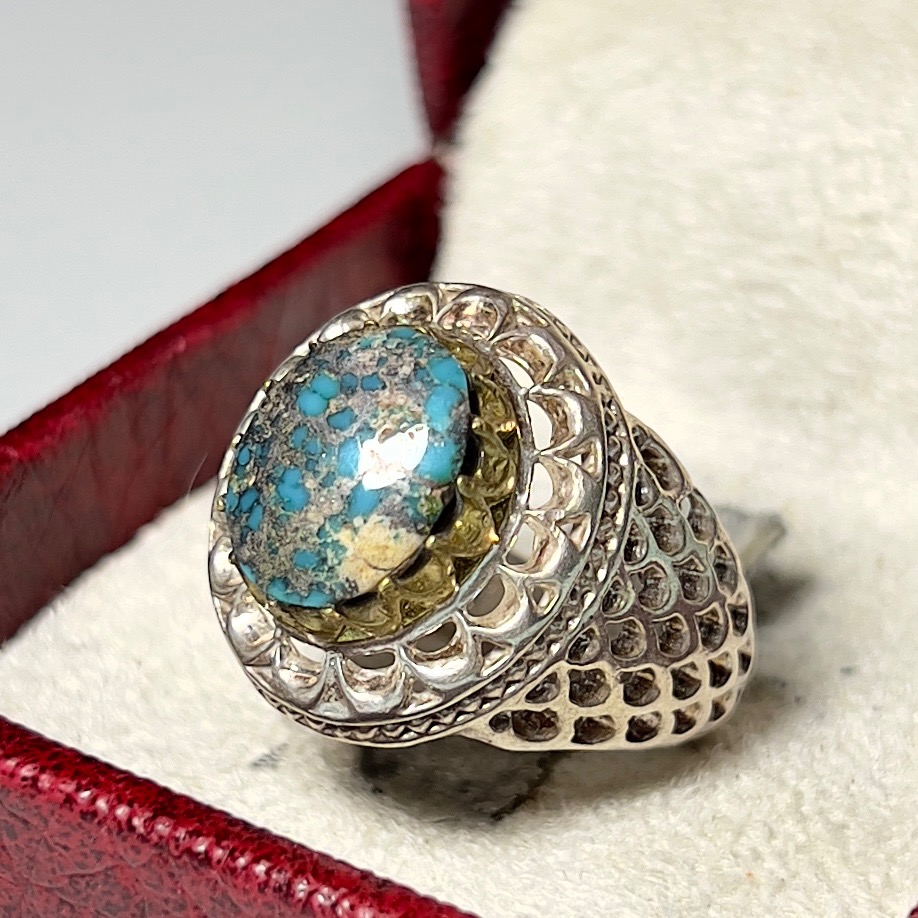 انگشتر9گرمی نقره 925نگین فیروزه اصل معدنی