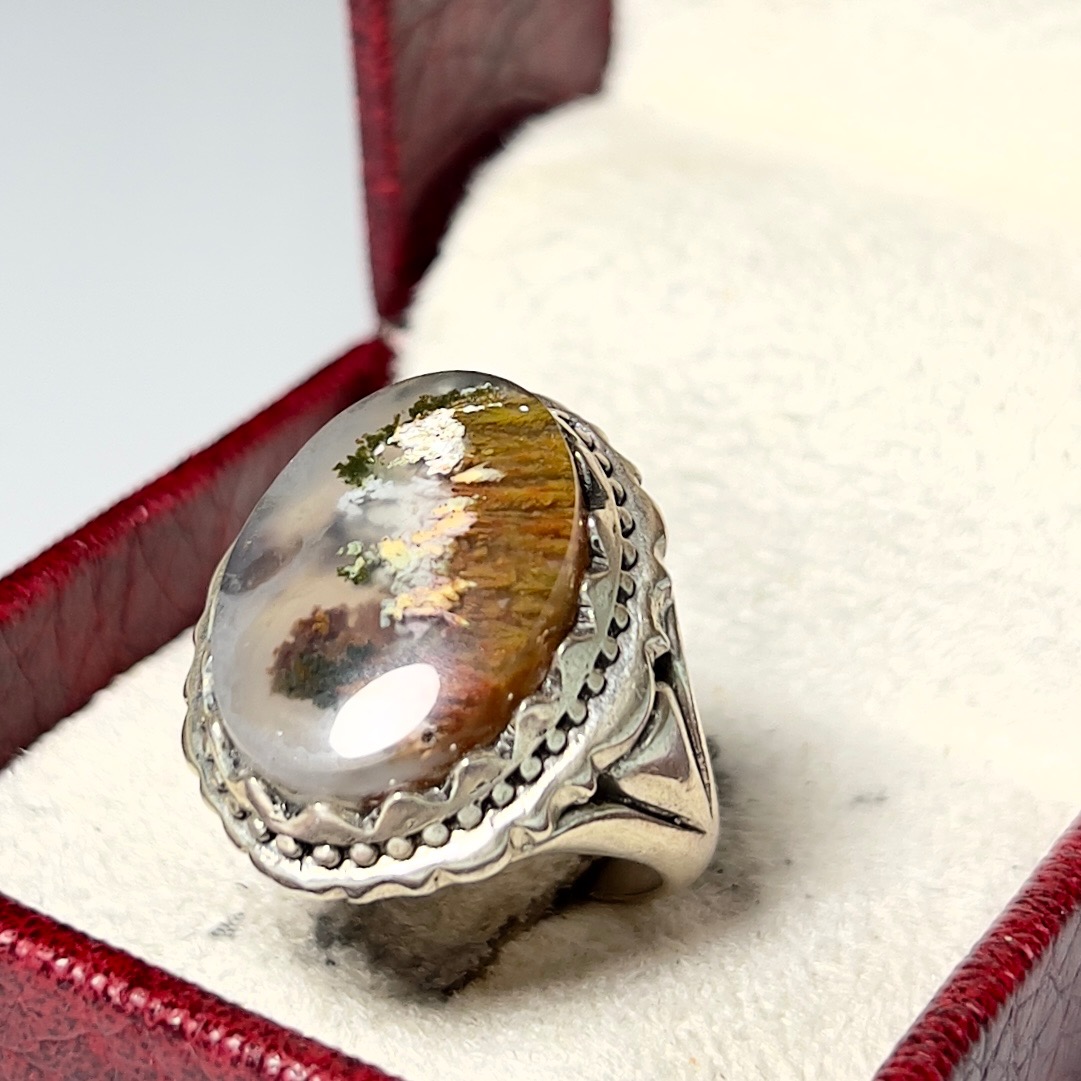 انگشتر 14گرمی نقره925نگین شجر منظره جنگلی