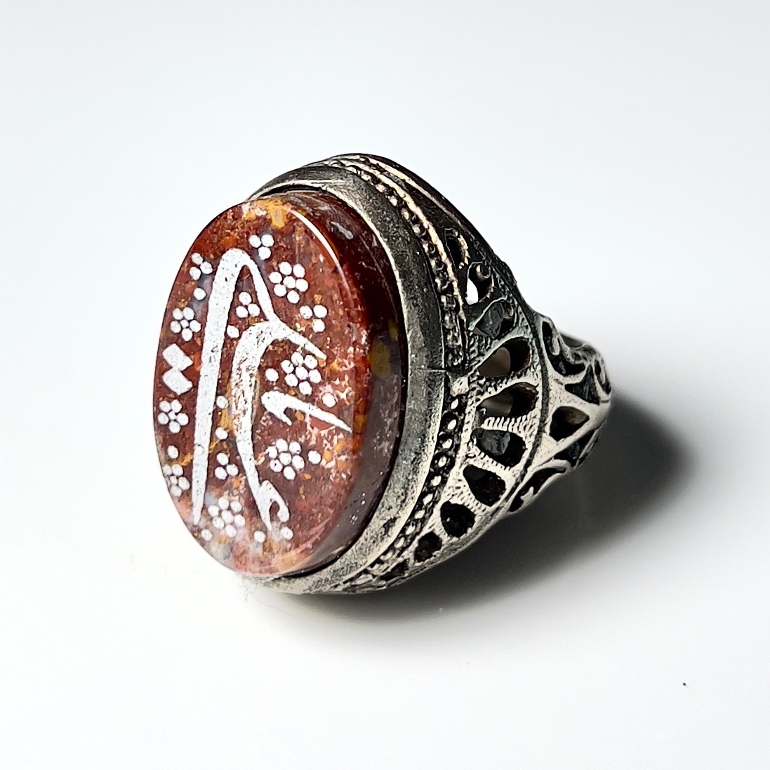 انگشتر نگین درشت شجر خطی بسیار زیبا