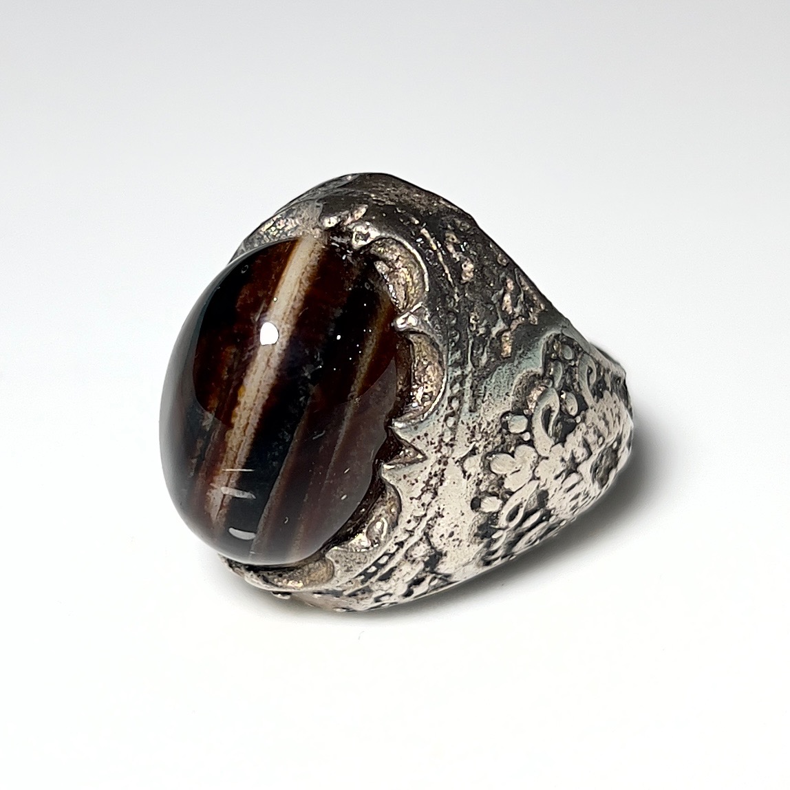 انگشتر نگین عقیق سلیمانی سه پوست کلکسیونی