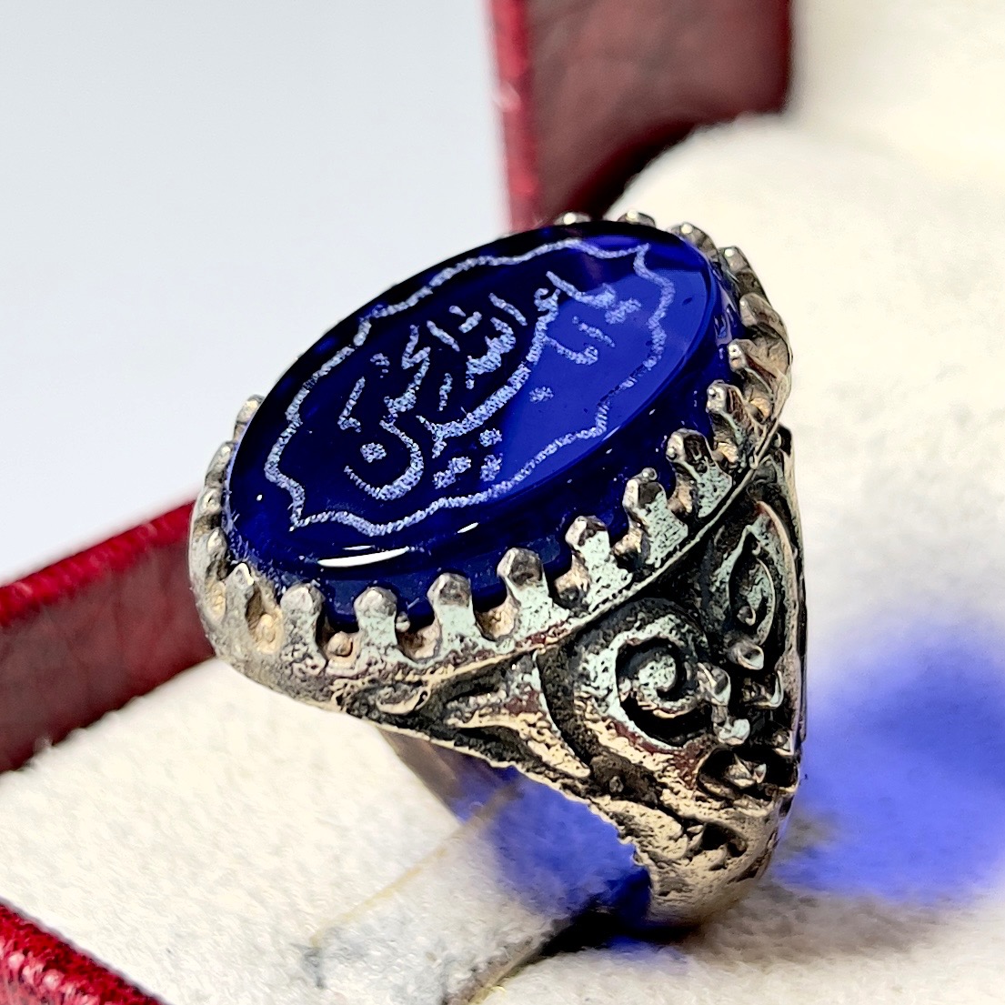 انگشتر خطی طرح عقیق آبی