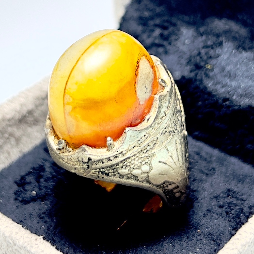 انگشتر طوقدار عقیق سلیمانی درشت کلکسیونی