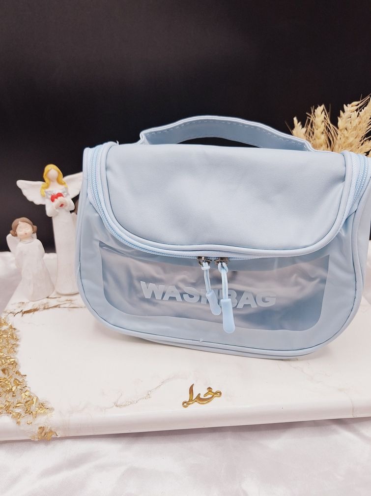 کیف آرایشی واشبگ بیضی آبی سایز بزرگ WASHBAG