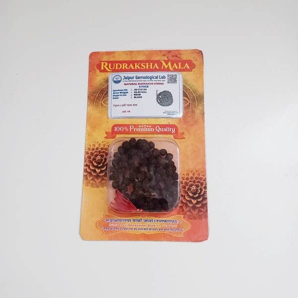 تسبیح رودراکشا شناسنامه دار بلک 5 موخی