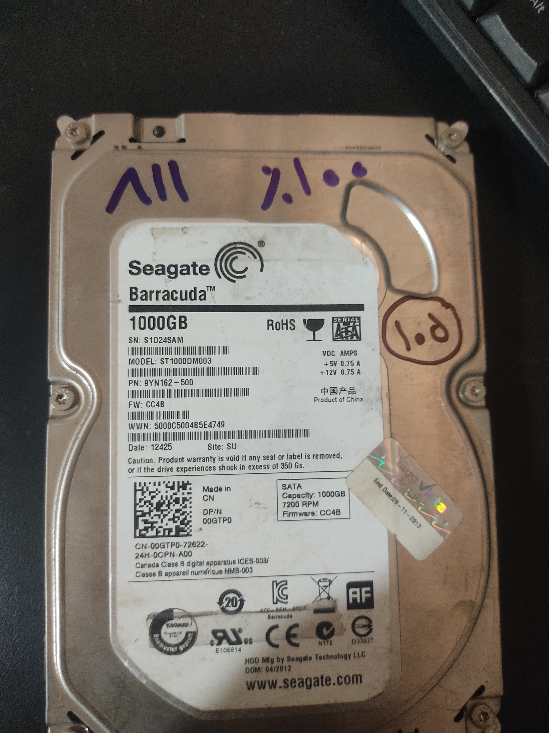 هارد 1 ترا سلامت صد ارسال رایگان