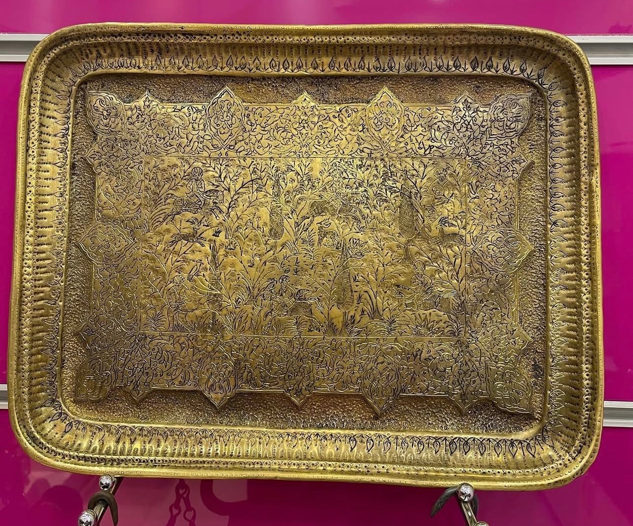 سینی پر قلم برنجی قدیمی