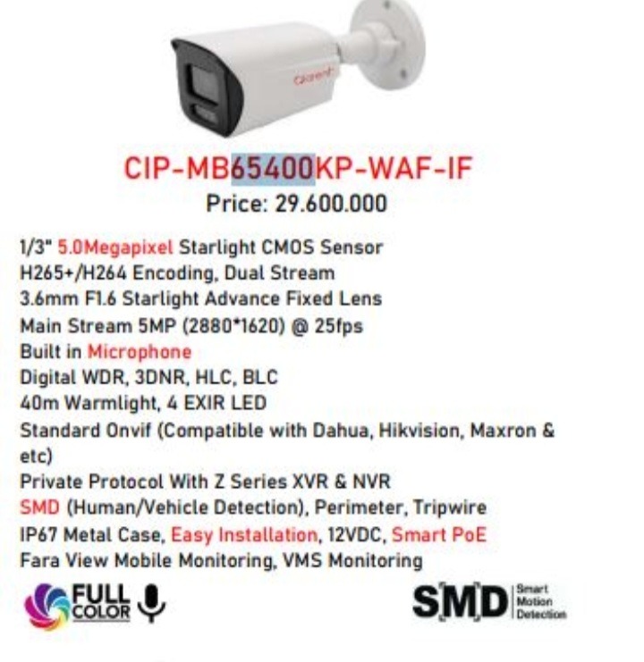 دوربین کلارنت CIP_MB65400KP