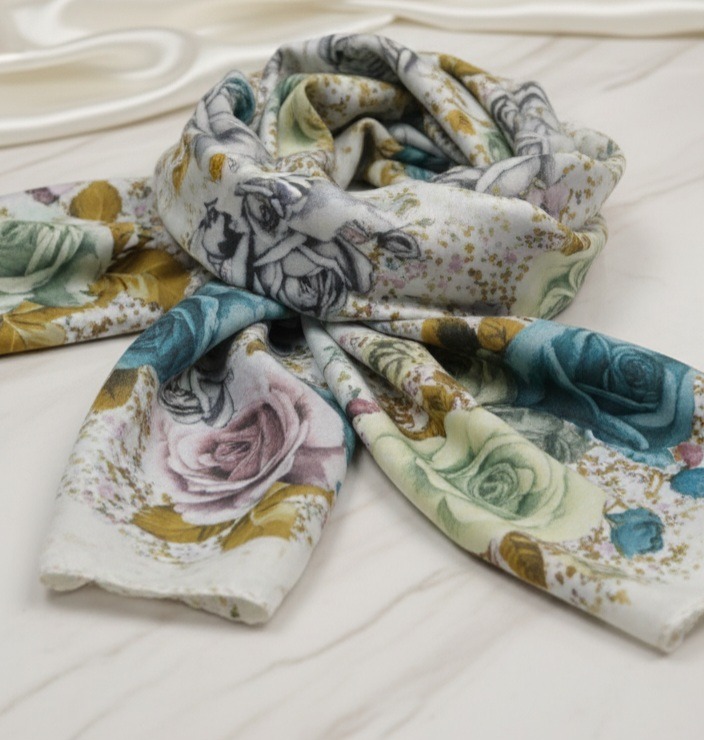 روسری نخی گلی