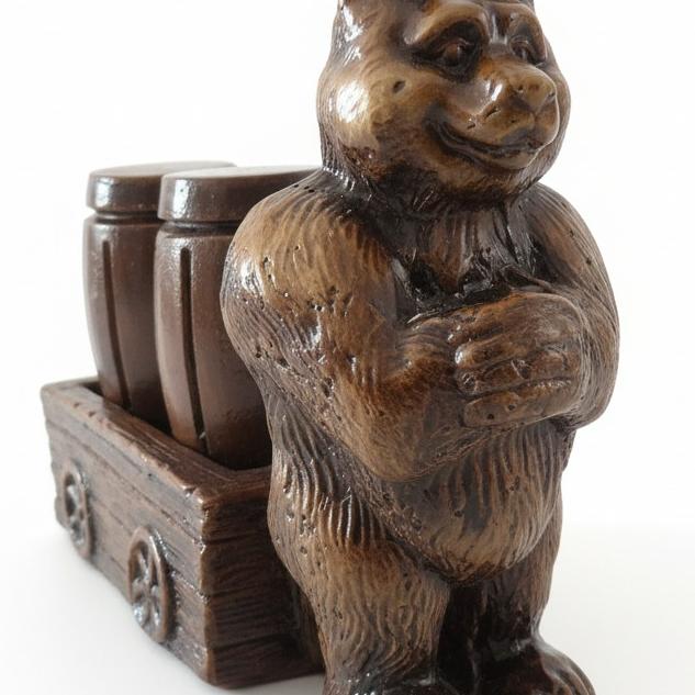 نمکدان با استند خرس چوبی