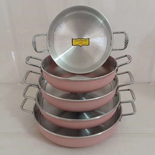 ماهیتابه روحی دو دسته رنگی صورتی 5 عددی