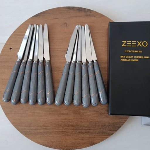 کارد میوه خوری دسته سرامیکی طرح ماربل طوسی طلایی