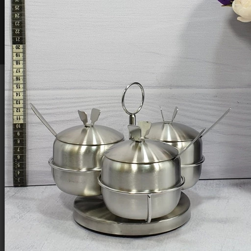 جای ادویه تمام استیل نگیر 3 عددی چرخشی