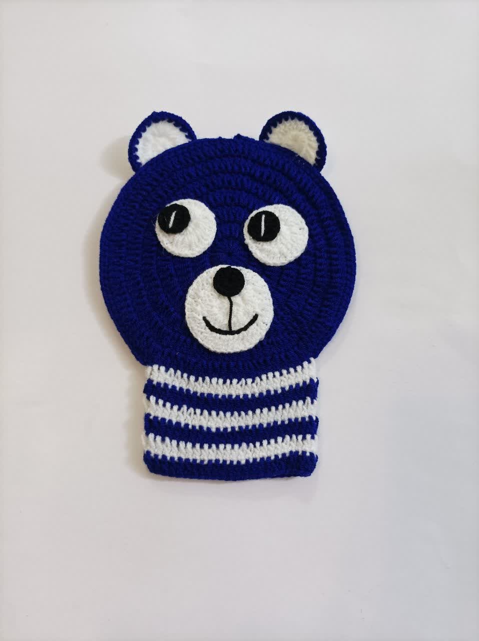 لیف حمام دستبافت کودک مدل خرس راه راه