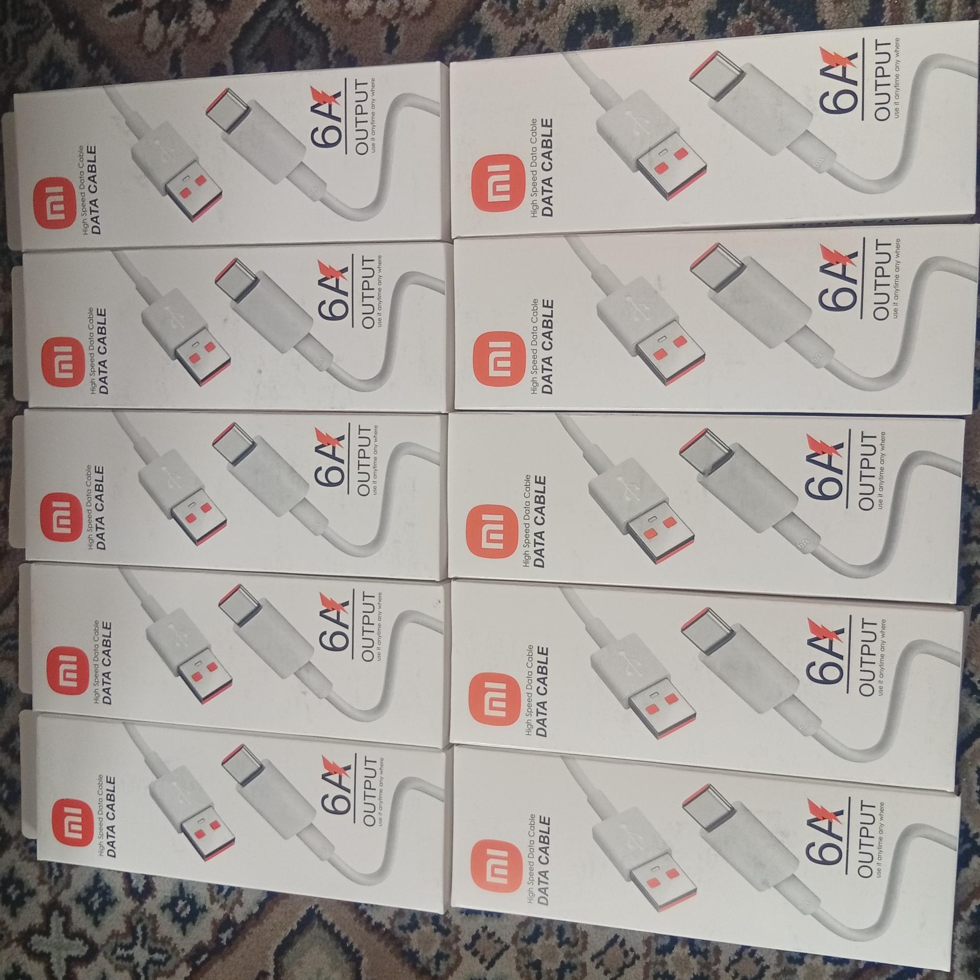 کابل شارژر 6 آمپر شیائومی اورجینال ( پک 10 عددی)