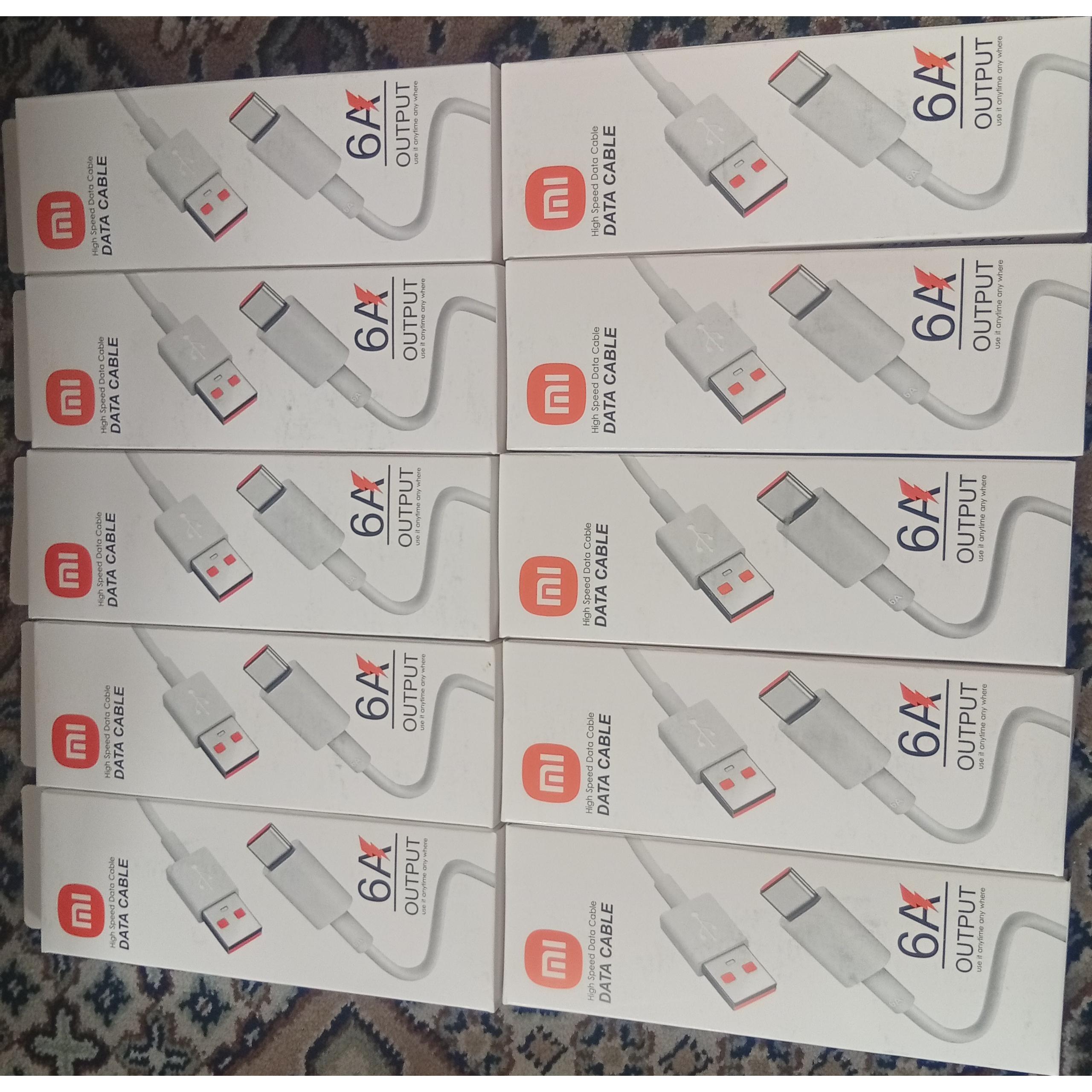 کابل شارژر 6 آمپر شیائومی اورجینال ( پک 10 عددی)