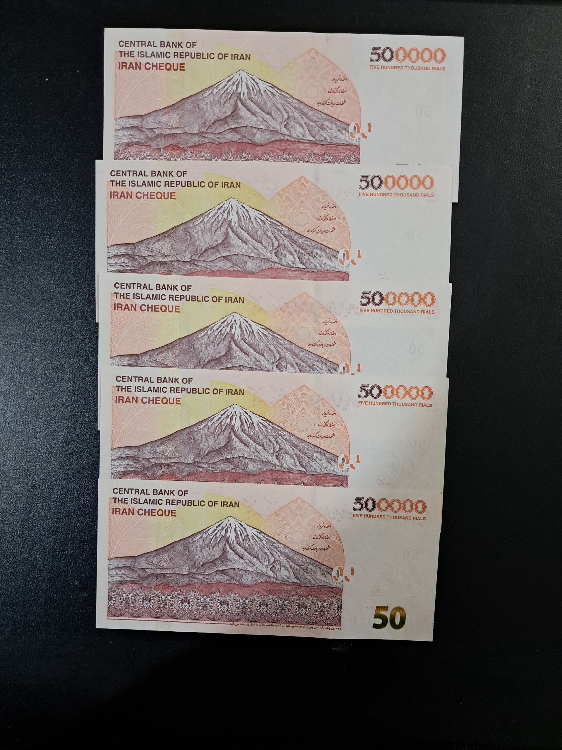 5 اسکناس 500000 ریالی (توضیحات دارد)