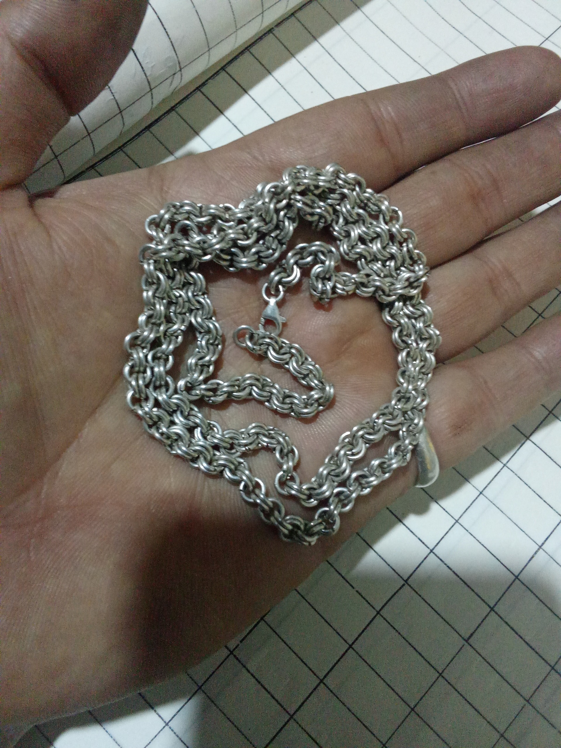 زنجیر نقره دو بافت