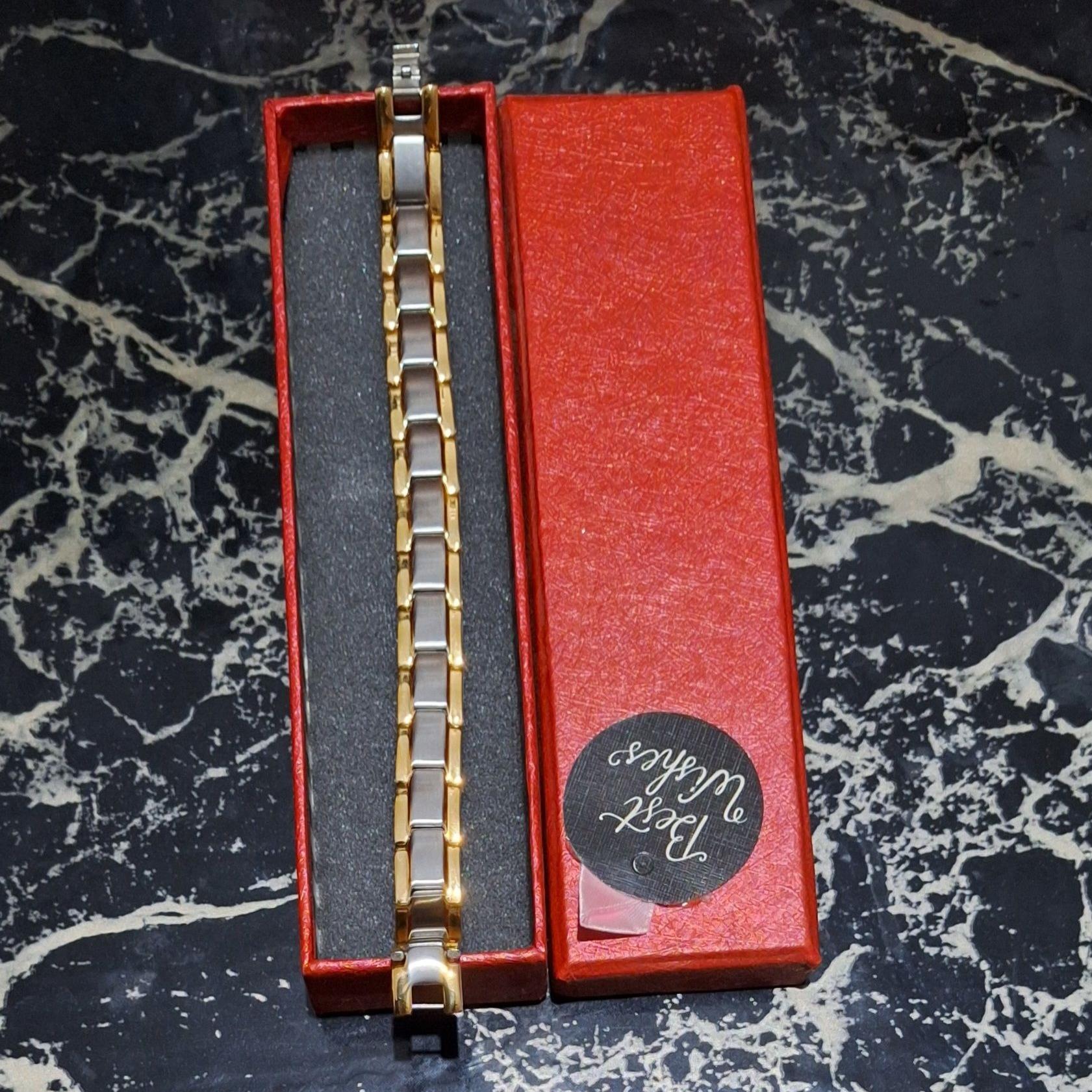 دستبند سلامت اسپرت گالری مگنت کد 371 نقره ای طلایی