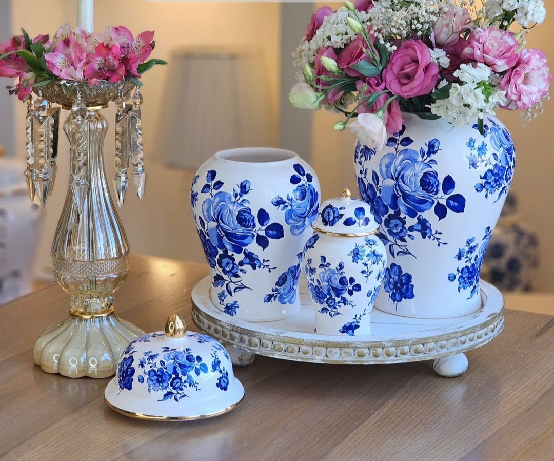 بانکه مدل جینجر جار طرح رز آبی