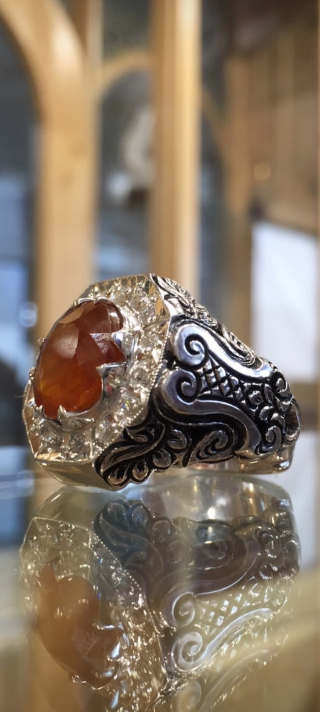 انگشتر نقره یاقوت زرد