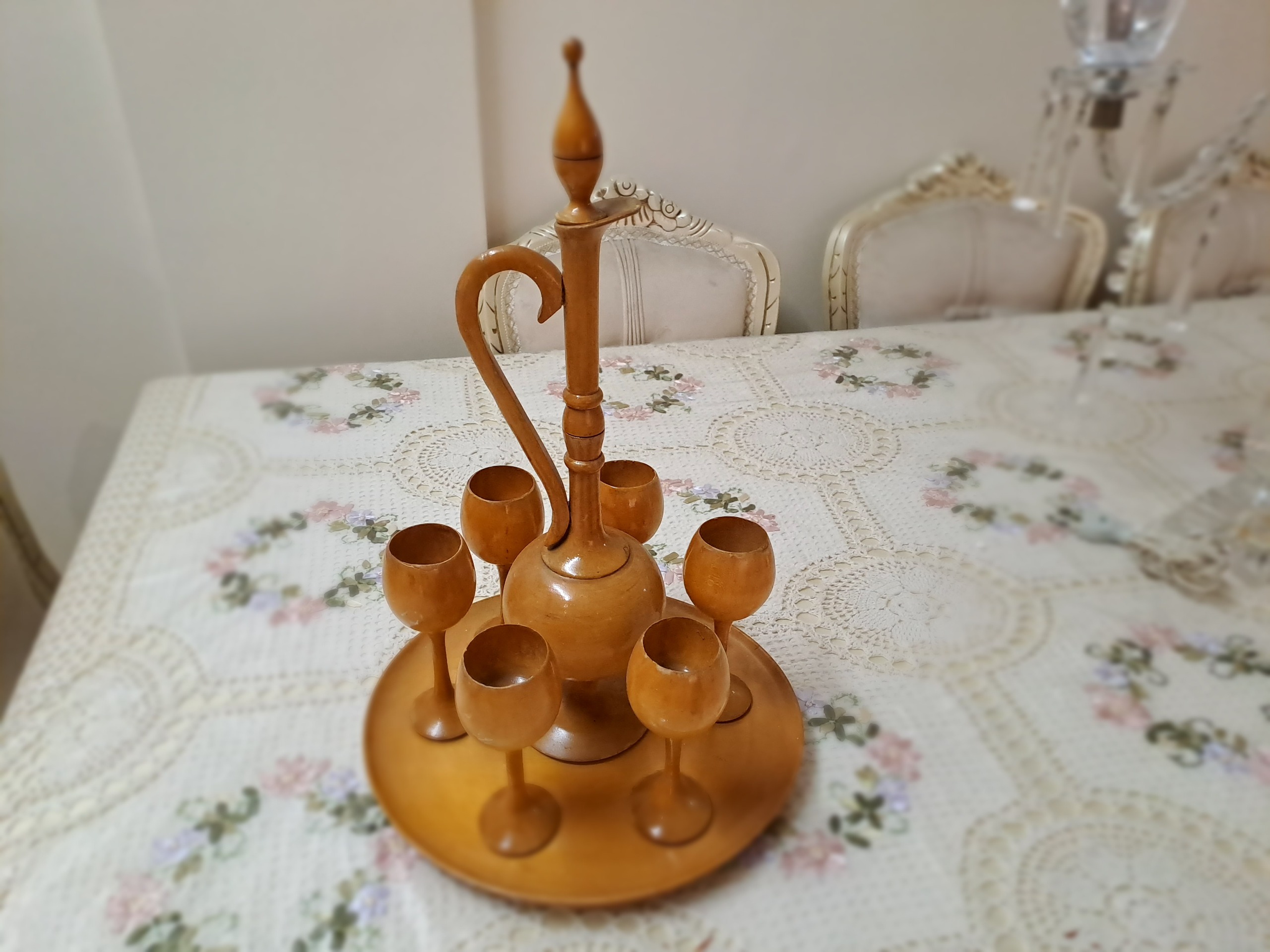 جام و 6 گیلاس چوبی- دکوری